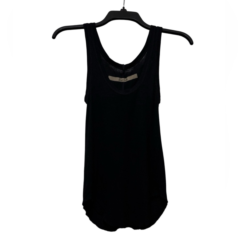 ENZA COSTA Black Scoop Neck Ribbed Tank Top